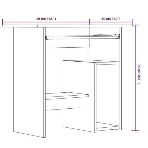 Skrivebord 80x45x74 cm konstrueret træ røget egetræsfinish