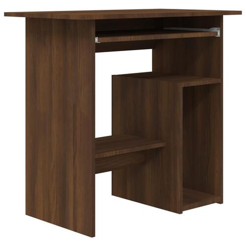 Skrivebord 80x45x74 cm konstrueret træ brun egetræsfarve