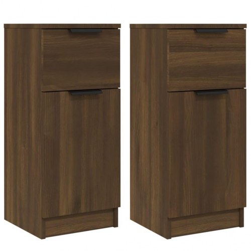 Skænke 2 stk. 30x30x70 cm konstrueret træ brun egetræsfarve