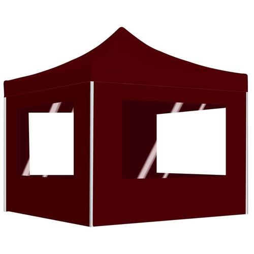 Foldbart festtelt med vægge 2 x 2 m aluminium bordeaux