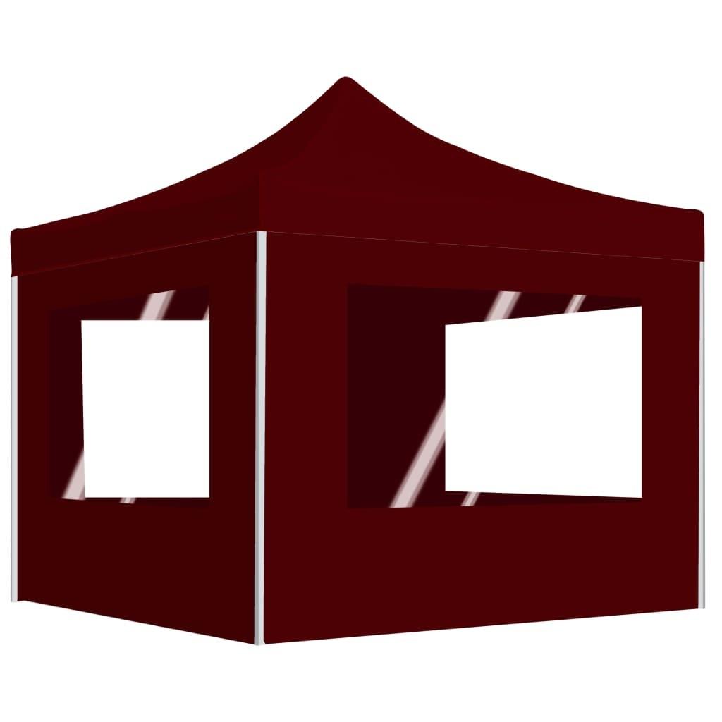 Foldbart festtelt med vægge 2 x 2 m aluminium bordeaux