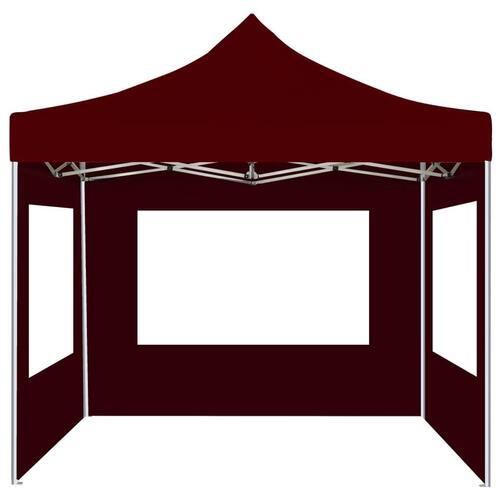 Foldbart festtelt med vægge 2 x 2 m aluminium bordeaux