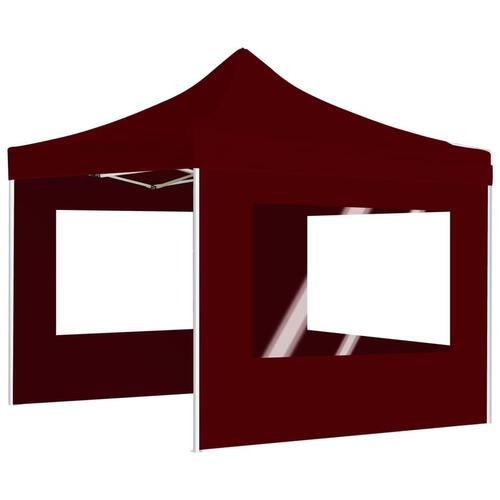 Foldbart festtelt med vægge 2 x 2 m aluminium bordeaux