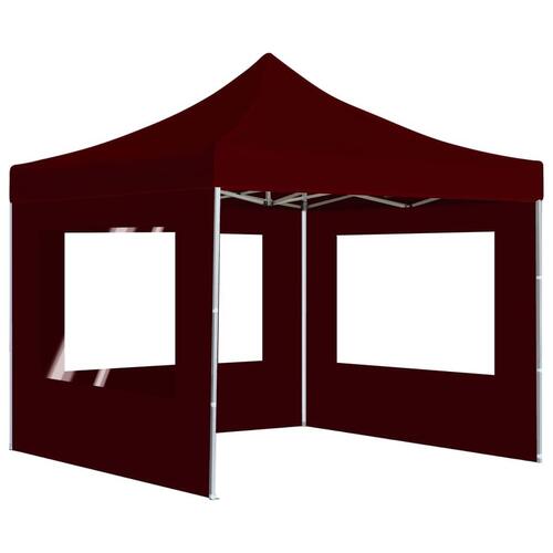 Foldbart festtelt med vægge 2 x 2 m aluminium bordeaux