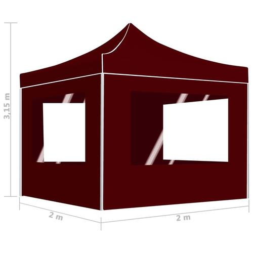Foldbart festtelt med vægge 2 x 2 m aluminium bordeaux