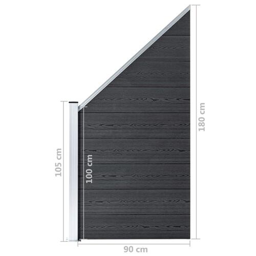 Hegnspanel 95x(105-180) cm WPC grå