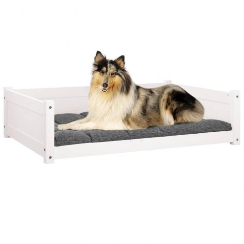 Hundeseng 95,5x65,5x28 cm massivt fyrretræ hvid