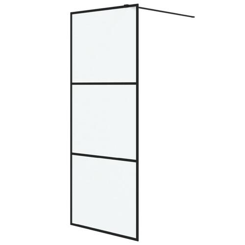 Brusevæg 80x195 cm matteret sikkerhedsglas sort