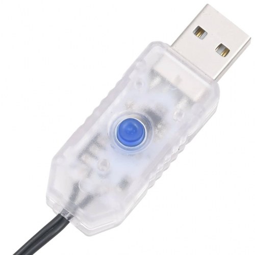 LED-lyskæde 400 LED - kold hvid, klyngedesign, 7,4 m USB