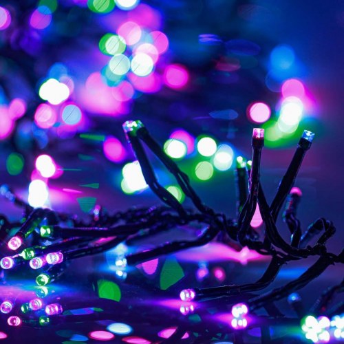 LED-lyskæde med 1000 LED - pastelfarver, klyngedesign, 11 m