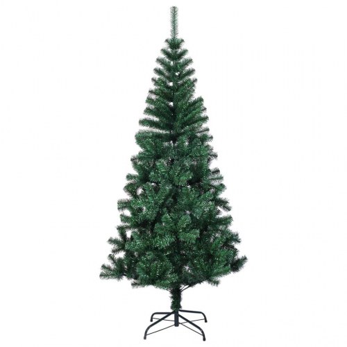 Kunstigt juletræ med farverige grene 180 cm PVC grøn