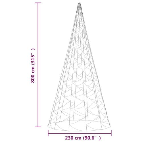 Juletræ til flagstang 3000 LED'er 800 cm farverigt lys