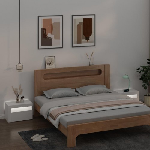 Sengeborde med LED-lys - 2 stk., 60×35×40 cm, hvid