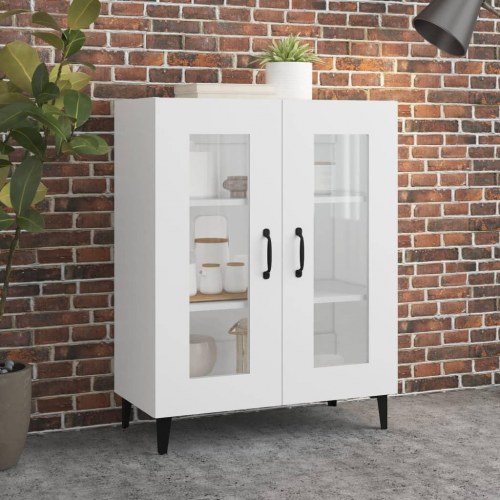 Skænk med glaslåger 69,5 × 34 × 90 cm - hvid konstrueret træ