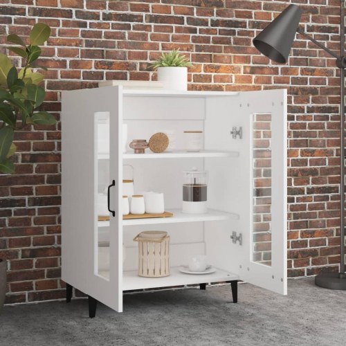Skænk med glaslåger 69,5 × 34 × 90 cm - hvid konstrueret træ