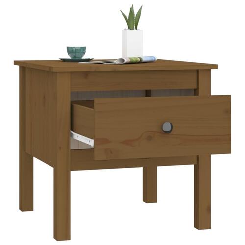 Sideborde 2 stk. 50x50x49 cm massivt fyrretræ gyldenbrun