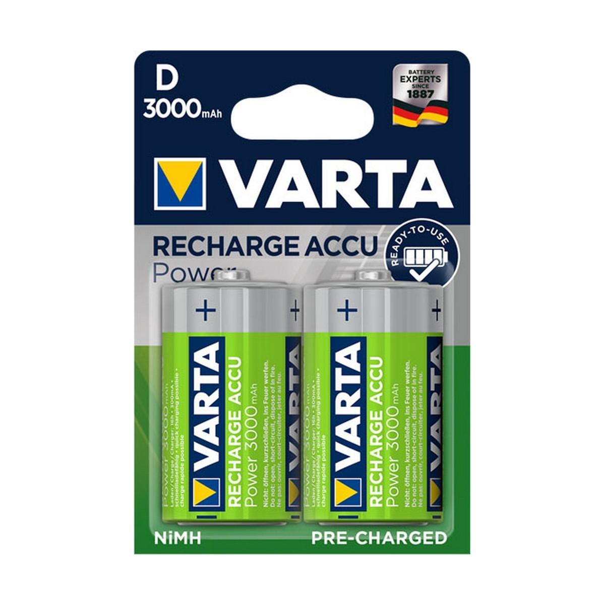 Se Varta Recharge Charge Accu Power D 3000mah 2 Pack - Batteri hos Boligcenter.dk