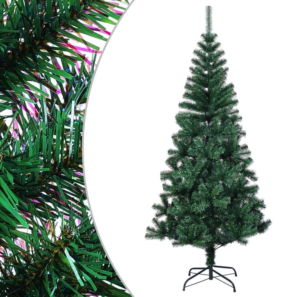 Kunstigt juletræ med farverige grene 120 cm PVC grøn