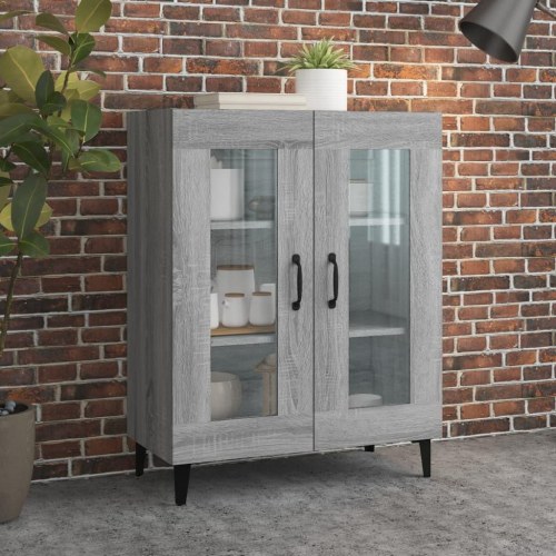 Skænk med glaslåger 69,5 × 34 × 90 cm - grå sonoma-eg
