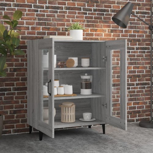 Skænk med glaslåger 69,5 × 34 × 90 cm - grå sonoma-eg