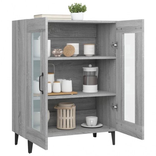 Skænk med glaslåger 69,5 × 34 × 90 cm - grå sonoma-eg
