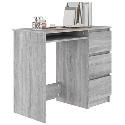 Skrivebord 90x45x76 cm konstrueret træ grå sonoma-eg