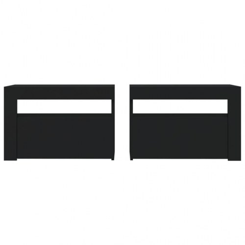 Sengeborde med LED-lys 2 stk. 60x35x40 cm sort