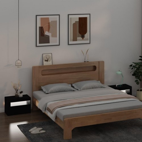 Sengeborde med LED-lys 2 stk. 60x35x40 cm sort