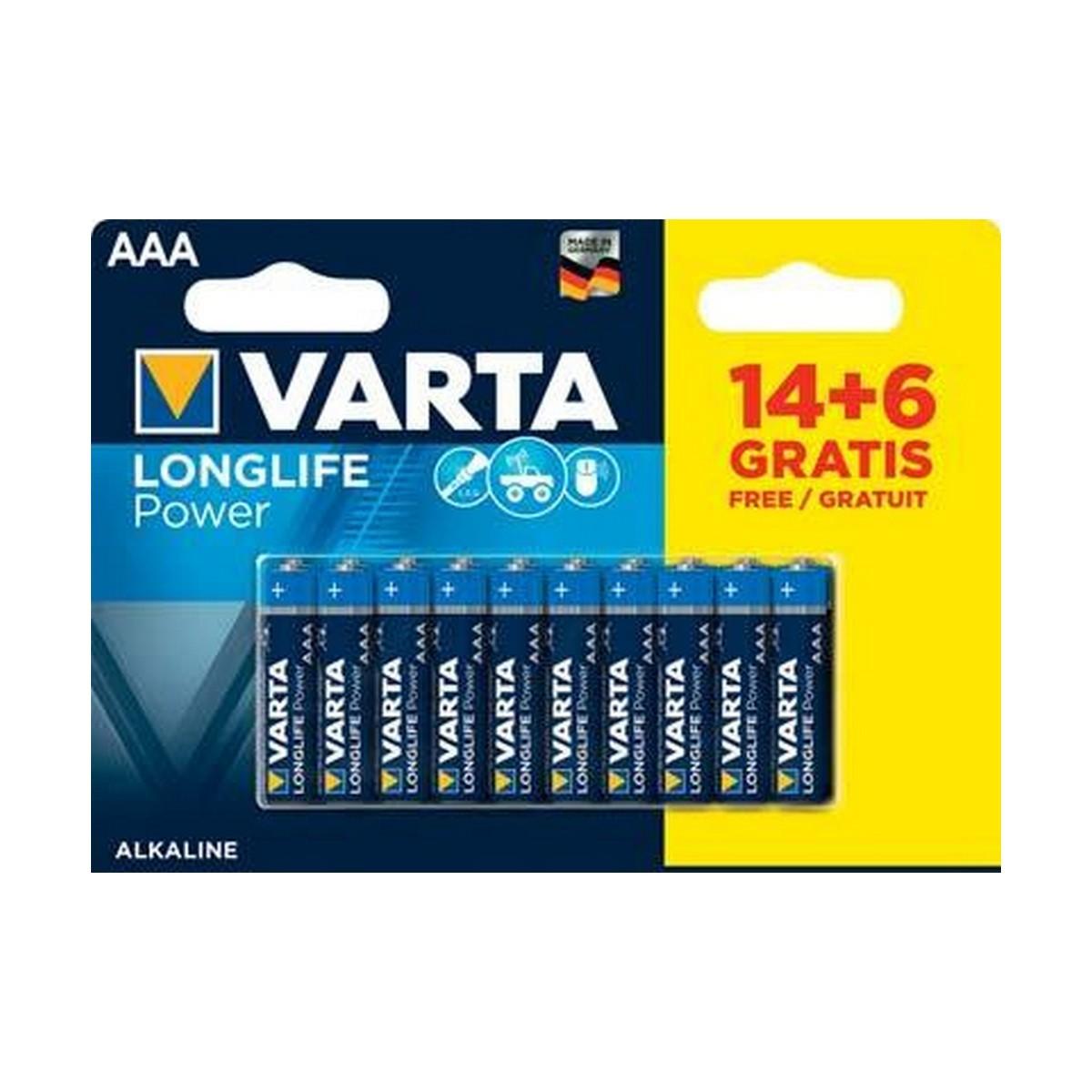Varta Longlife Power AAA alkalinebatterier - 20 stk.