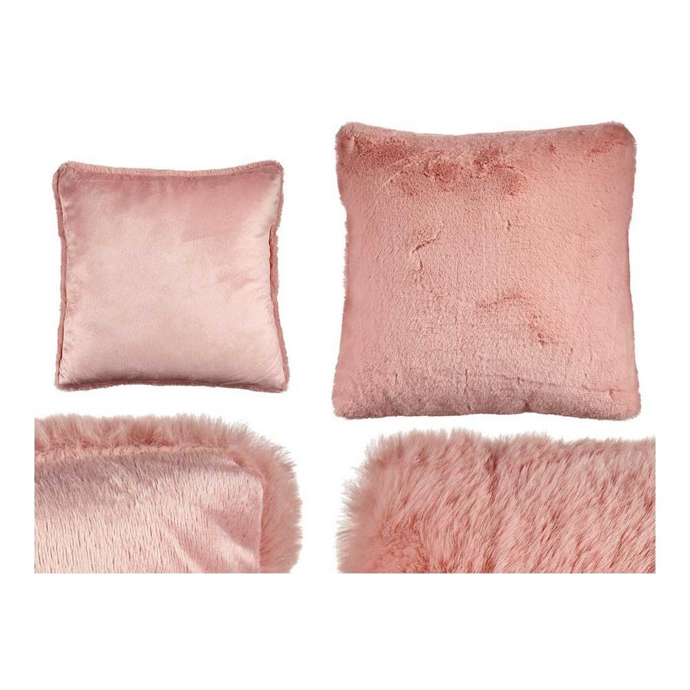 Pude Med Hår Pink Synntetisk Læder 40 X 2 X 40 Cm
