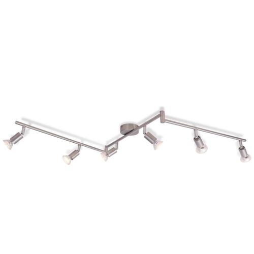 Loftslampe med 6 LED-spotlys satinnikkel