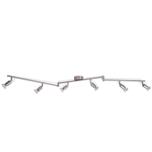 Loftslampe med 6 LED-spotlys satinnikkel