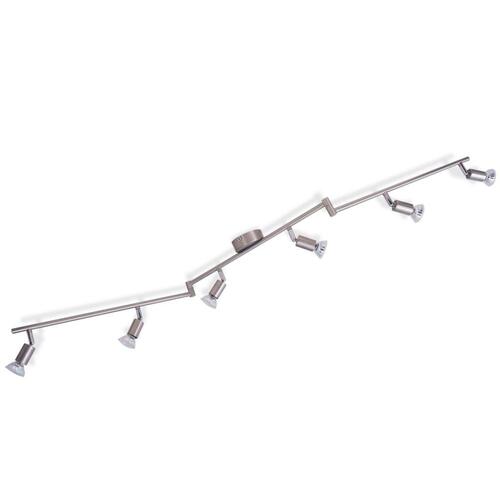 Loftslampe med 6 LED-spotlys satinnikkel