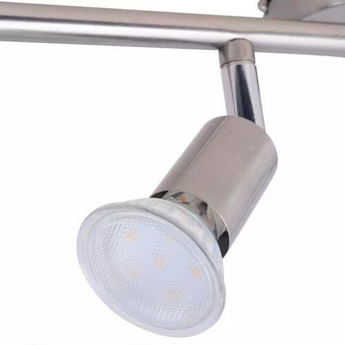 Loftslampe med 6 LED-spotlys satinnikkel