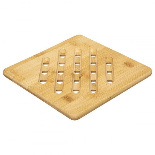 Bordskåner i bambus - firkantet, brun/natur, 20 × 20 cm