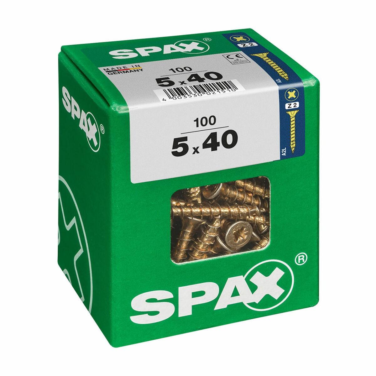 Æske med skruer SPAX Yellox Træ Fladt hoved 100 Dele (5 x 40 mm)