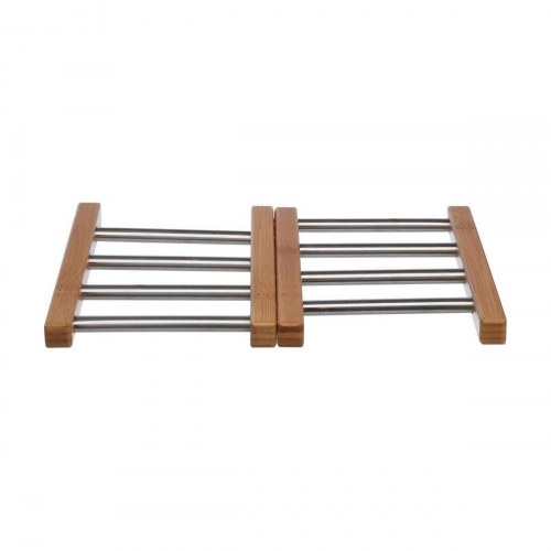 Secret de Gourmet forlængbar bordskåner i bambus og rustfrit stål - 35,2 × 22,2 × 2 cm, natur