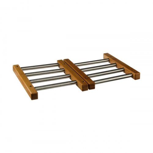 Secret de Gourmet forlængbar bordskåner i bambus og rustfrit stål - 35,2 × 22,2 × 2 cm, natur