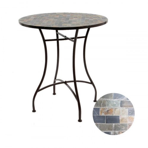 Sofabord Stuttgart - brun jern, rundt sidebord 70 × 77 cm