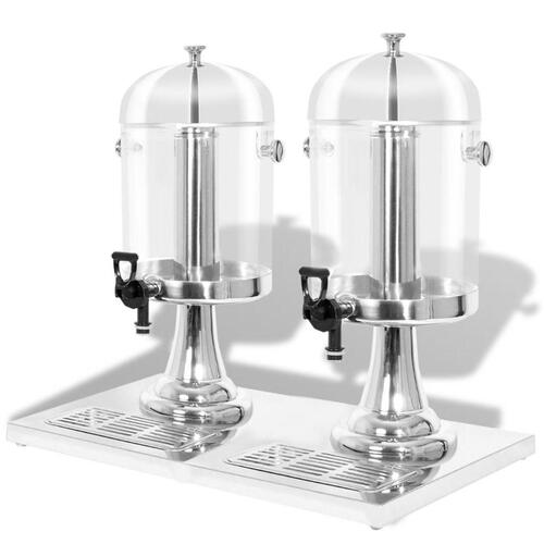 Dobbeltjuicedispenser rustfrit stål 2 x 8 l