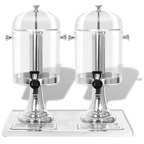 Dobbeltjuicedispenser rustfrit stål 2 x 8 l