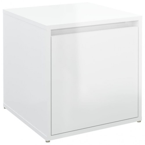 Opbevaringsskab 40,5x40x40 cm konstrueret træ hvid højglans