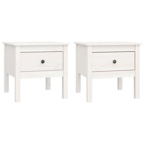 Sideborde 2 stk. 50x50x49 cm massivt fyrretræ hvid