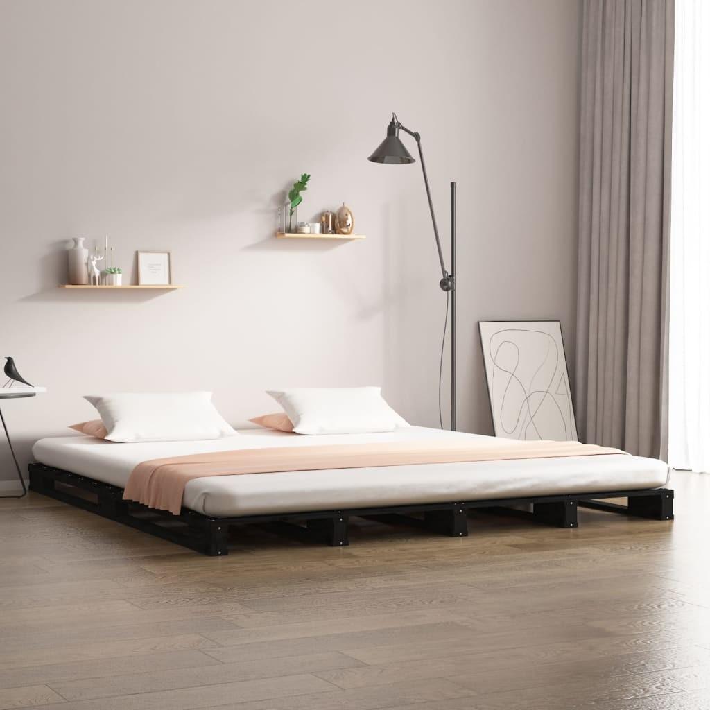 Palleseng 120×200 cm massivt fyrretræ sort