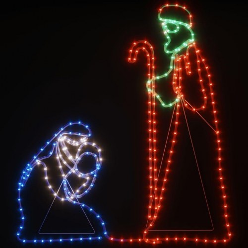 Maria og Josef julefigur 264 LED'er 40x55&38x100 cm