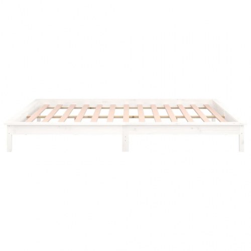 Sengeramme i massivt fyrretræ med LED-lys 120×200 cm - hvid