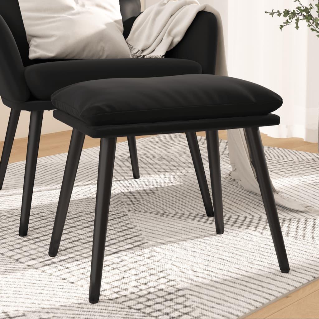 Fodskammel i fløjl - 45 × 29,5 × 35 cm, sort