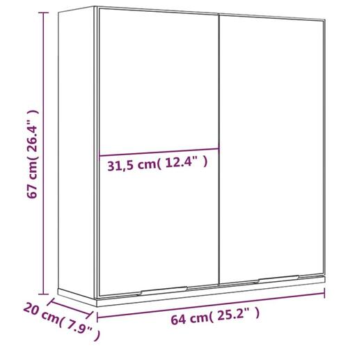 Badeværelsesskab med spejl 64x20x67 cm betongrå