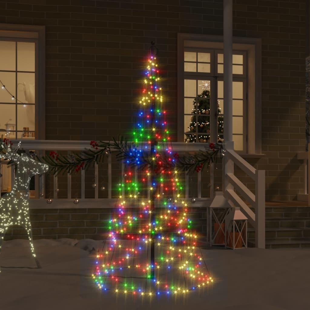Juletræ til flagstang 200 LED'er 180 cm farverigt lys