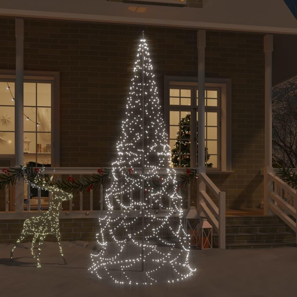 Juletræ til flagstang 500 LED'er 300 cm koldt hvidt lys